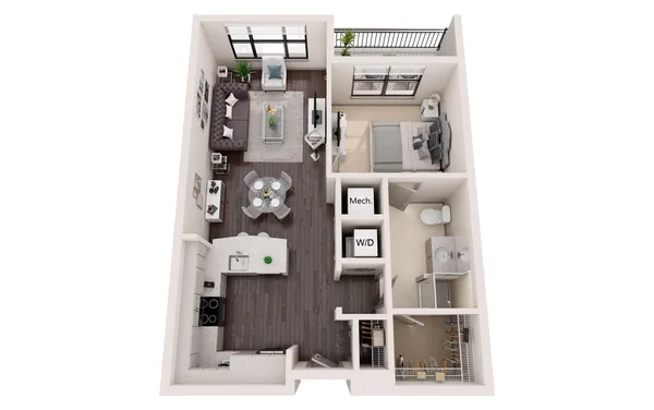 A2 SOHO floor plan, 1 bedroom, 711 sq ft