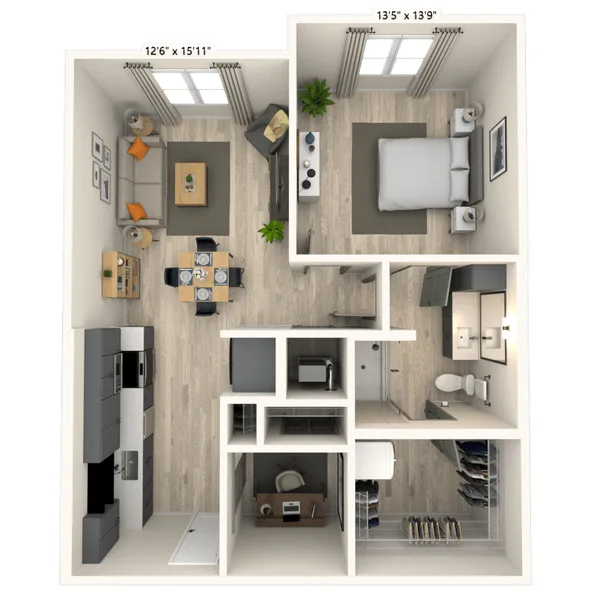 AA 1x1 807 SF-FP floor plan, 1 bedroom, 807 sq ft