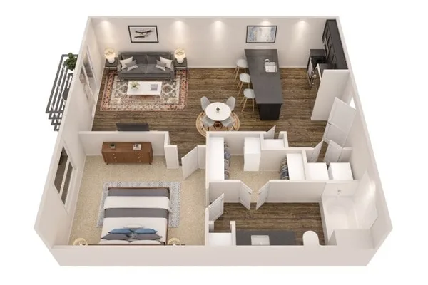A2 floor plan, 1 bedroom, 693 sq ft