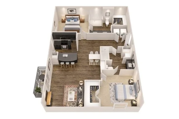 B5 floor plan, 2 bedroom, 1,280 sq ft