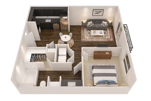 A5 floor plan, 1 bedroom, 715 sq ft