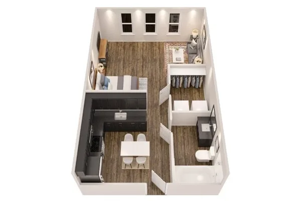 S1 floor plan, studio, 531 sq ft