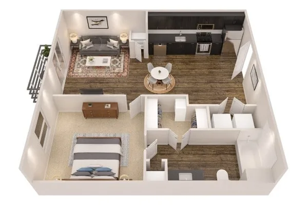 A1 floor plan, 1 bedroom, 604 sq ft