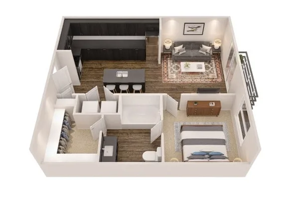 A4 floor plan, 1 bedroom, 702 sq ft