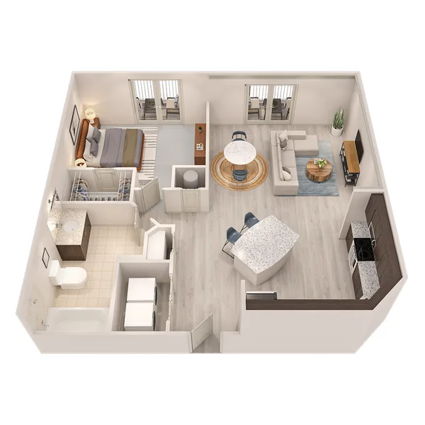 Andeluna floor plan, 1 bedroom, 812 sq ft