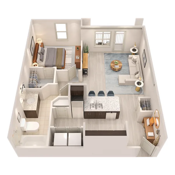 Arioso floor plan, 1 bedroom, 740 sq ft