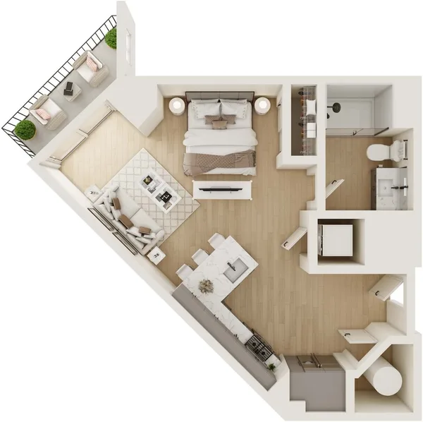 S5 floor plan, studio, 550 sq ft