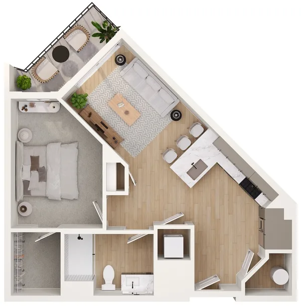 1A.2 floor plan, 1 bedroom, 682 sq ft