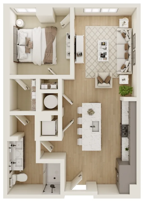 1B.4 floor plan, 1 bedroom, 738 sq ft