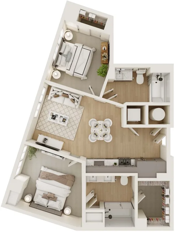 2G floor plan, 2 bedroom, 847 sq ft