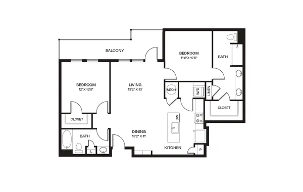 Maestro floor plan, 2 bedroom, 1,323 sq ft