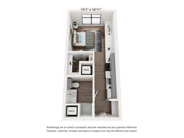 S1 0 Bed 1 Bath – AFF floor plan, studio, 415 sq ft