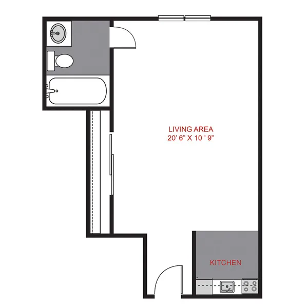 Plan S2 - Efficiency floor plan, studio