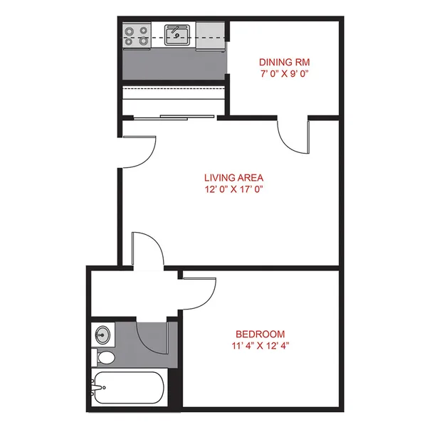 Plan A3 - One Bedroom floor plan, 1 bedroom, 545 sq ft