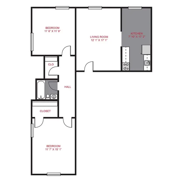 Plan B - Two Bedroom floor plan, 2 bedroom