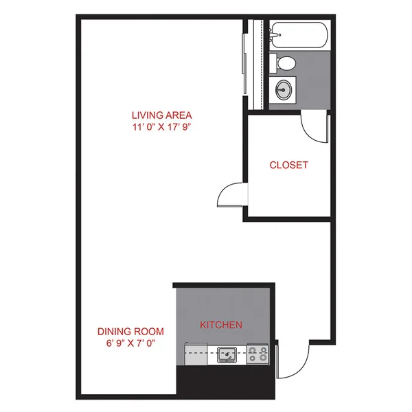 Plan S1 - Studio floor plan, studio