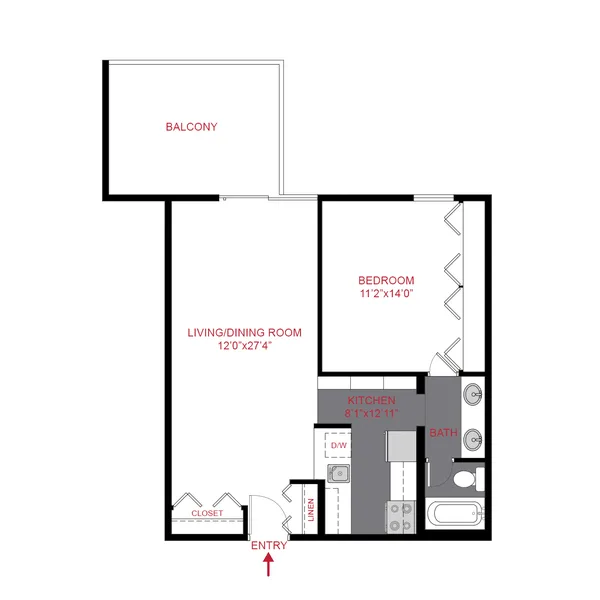 a1 floor plan, 1 bedroom