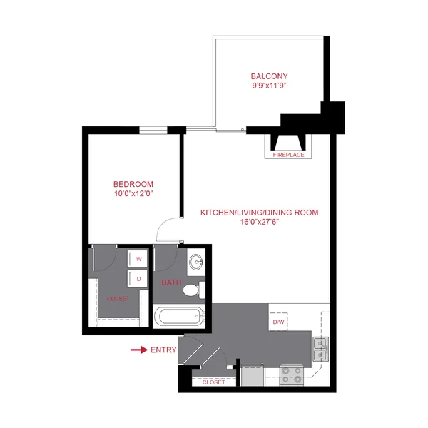 a4 floor plan, 1 bedroom