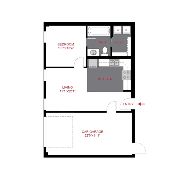 a3 floor plan, 1 bedroom