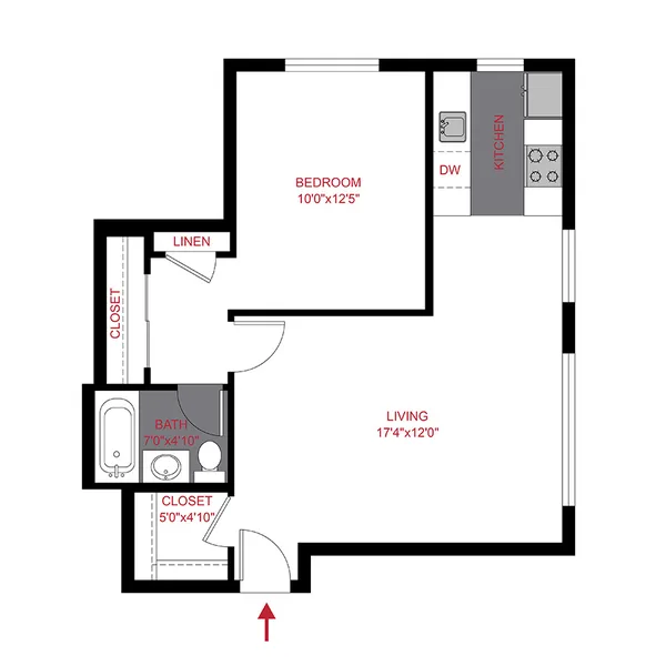 50COR1X1 floor plan, 1 bedroom, 530 sq ft