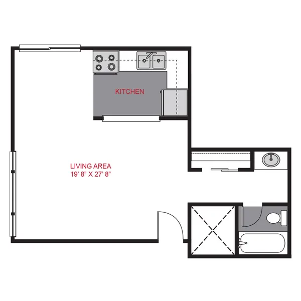 Plan S - Studio floor plan, studio