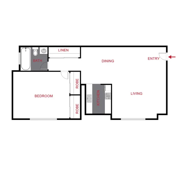 Plan A - One Bedroom floor plan, 1 bedroom