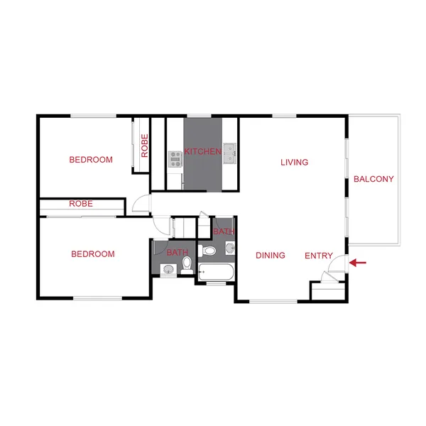 Plan B - Two Bedroom floor plan, 2 bedroom