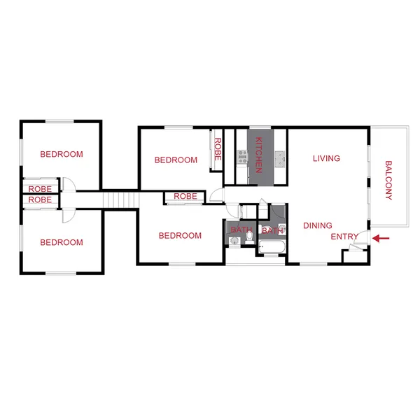 Plan C - Four Bedroom floor plan, 4 bedroom