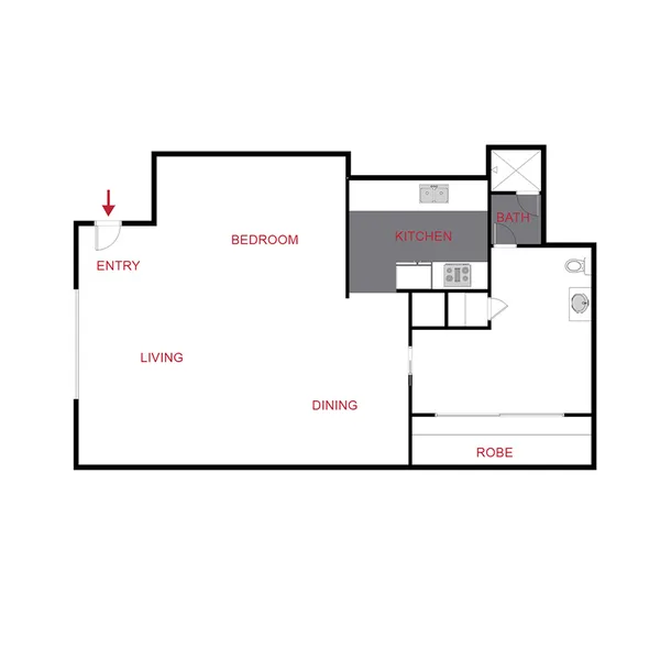 Plan S - Studio floor plan, studio, 400 sq ft
