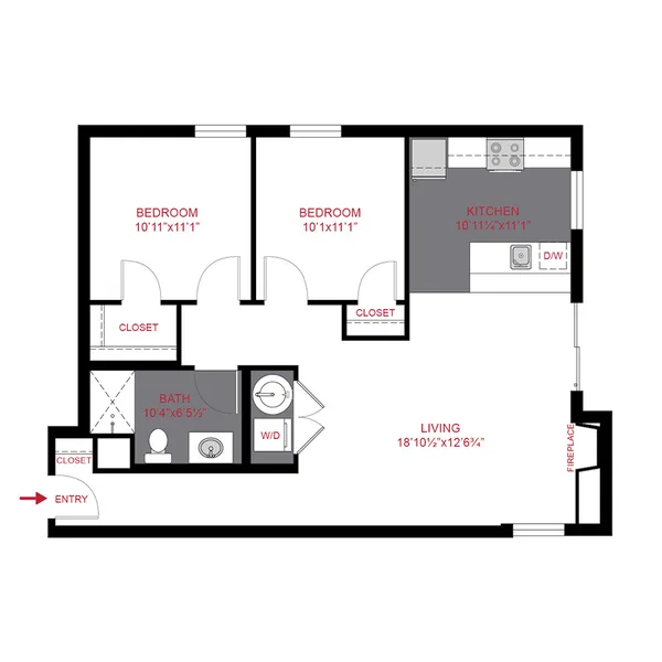 B3 floor plan, 2 bedroom
