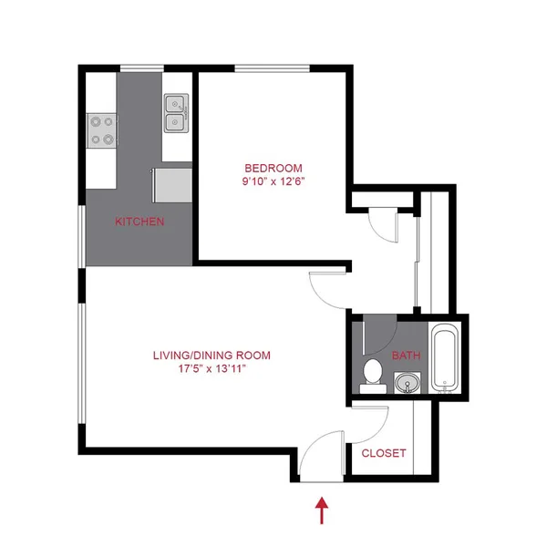 Plan A - One Bedroom floor plan, 1 bedroom, 615 sq ft