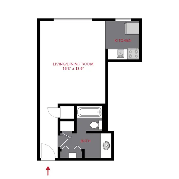 Plan S - Studio floor plan, studio, 450 sq ft