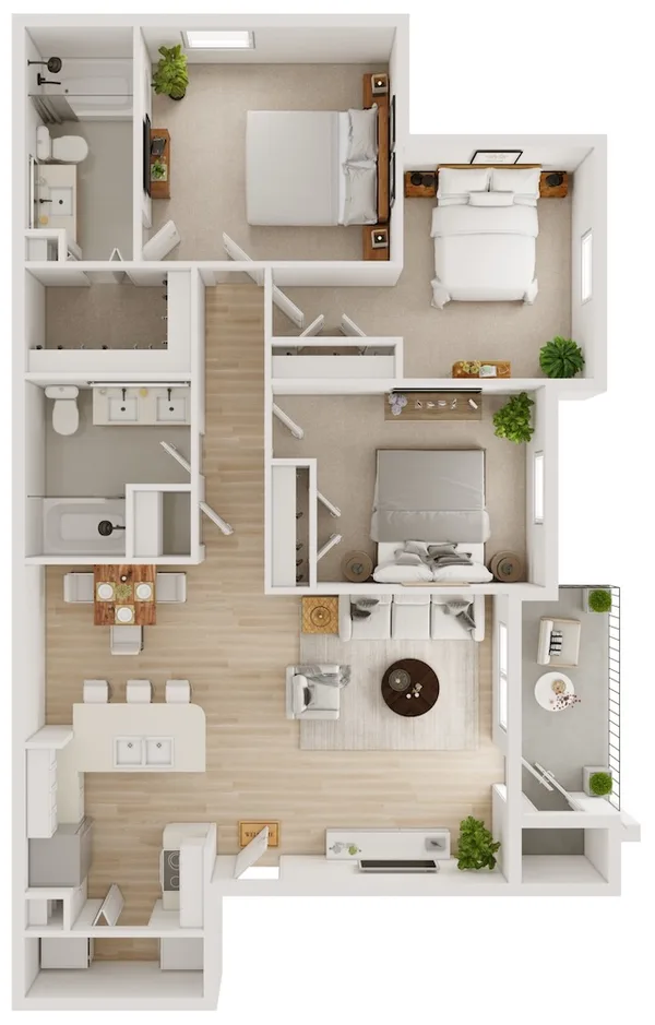 C1 floor plan, 3 bedroom, 1,208 sq ft