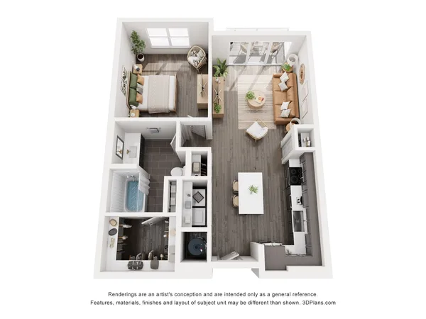 A2 floor plan, 1 bedroom, 774 sq ft