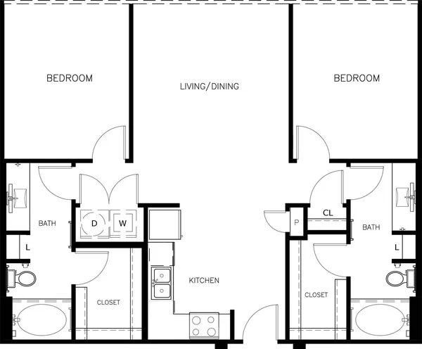 B1 - I floor plan, 2 bedroom, 1,051 sq ft