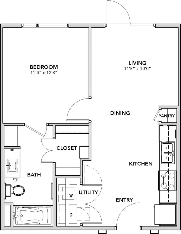 A - III floor plan, 1 bedroom, 604 sq ft