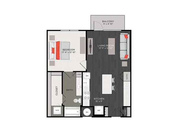 A1_auap  1bed 1bath floor plan, 1 bedroom, 756 sq ft
