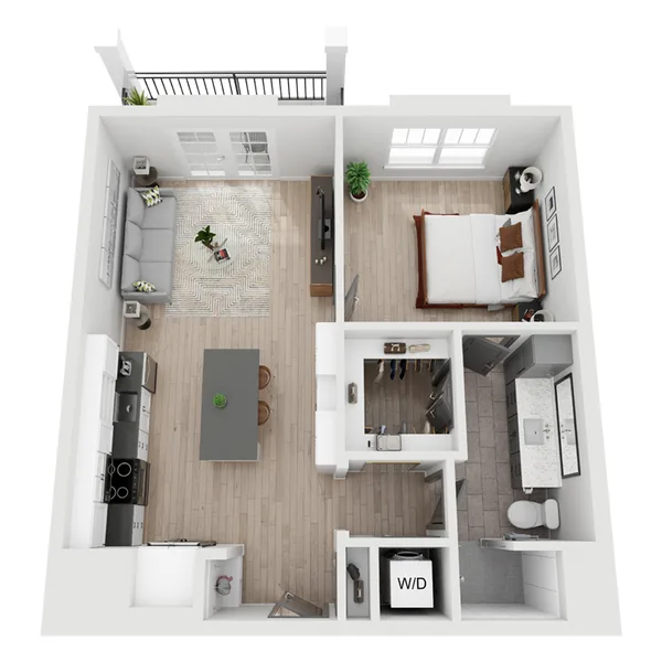 A6 floor plan, 1 bedroom, 756 sq ft