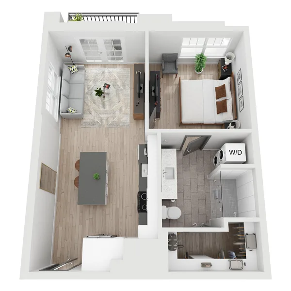 A2 floor plan, 1 bedroom, 672 sq ft