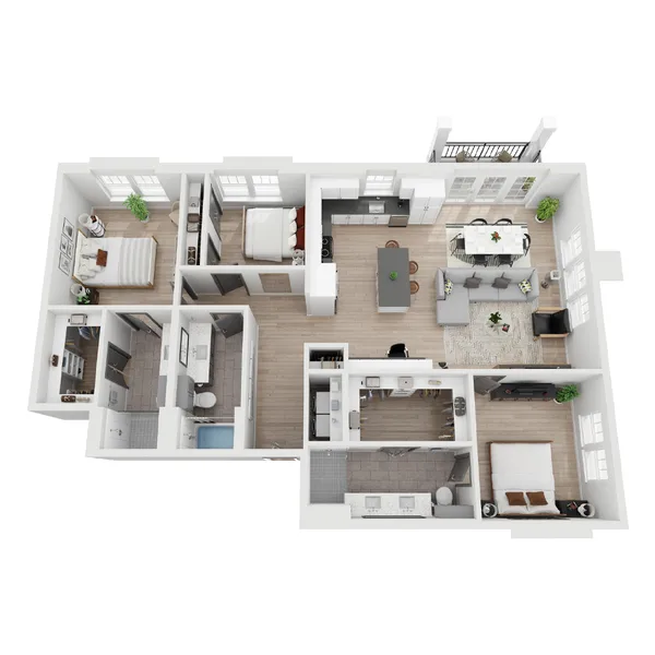C1 floor plan, 3 bedroom, 1,581 sq ft