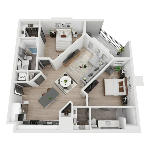 B4 floor plan, 2 bedroom, 1,133 sq ft