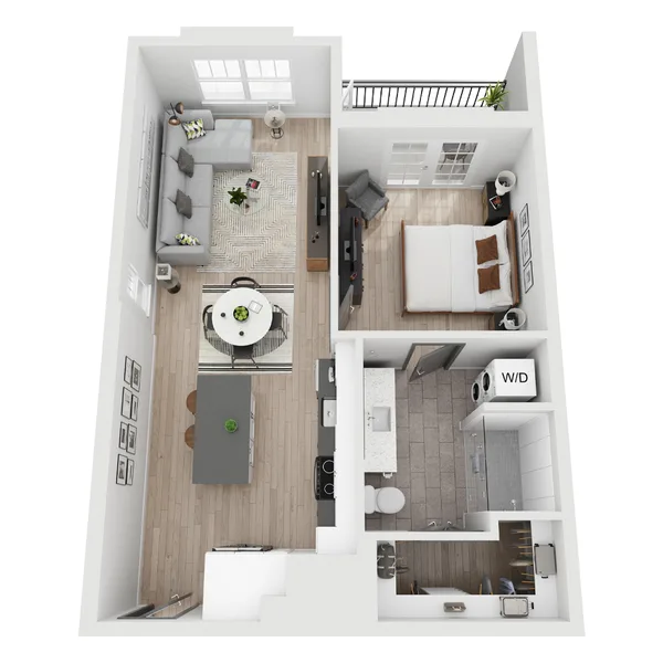 A3 floor plan, 1 bedroom, 739 sq ft