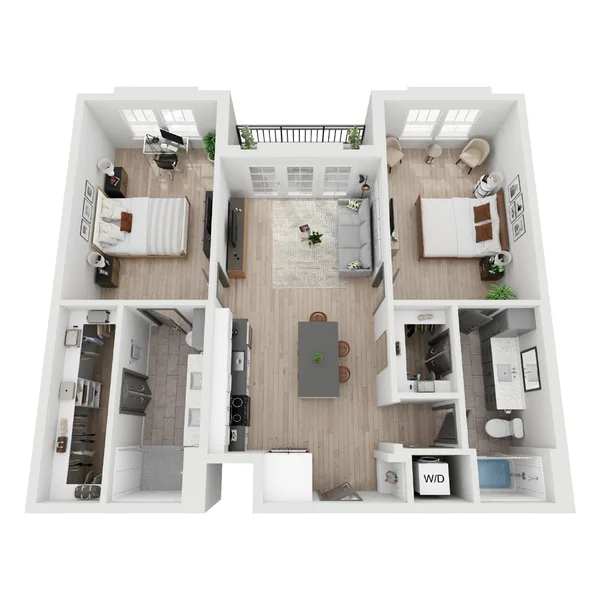 B3 floor plan, 2 bedroom, 1,133 sq ft