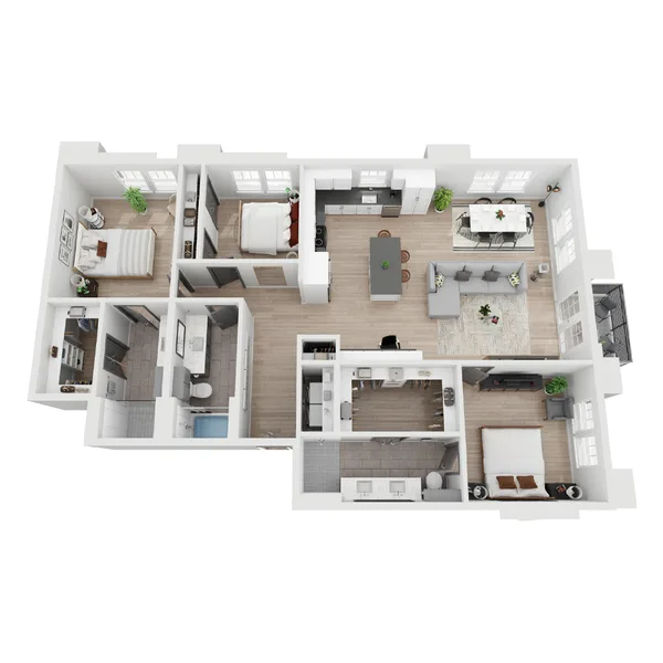 C2 floor plan, 3 bedroom, 1,623 sq ft