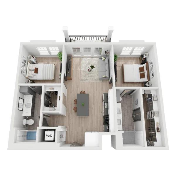 B2 floor plan, 2 bedroom, 1,008 sq ft