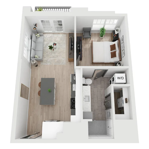 A1 floor plan, 1 bedroom, 656 sq ft