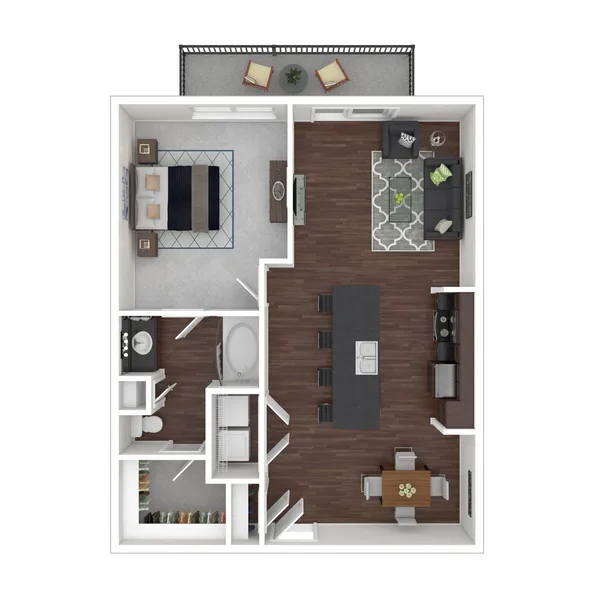 A2 floor plan, 1 bedroom, 816 sq ft