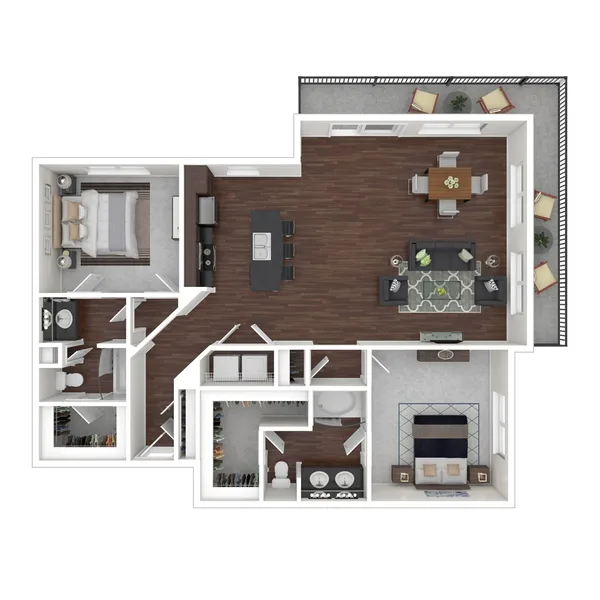 B5 floor plan, 2 bedroom, 1,481 sq ft