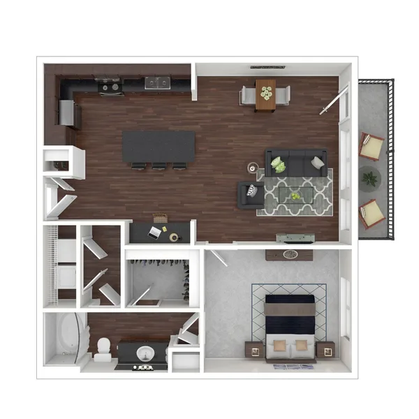 A5 floor plan, 1 bedroom, 906 sq ft