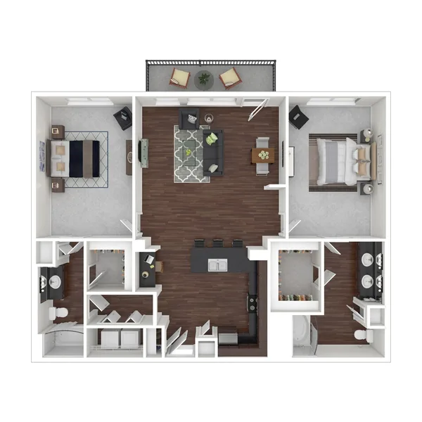 B4 floor plan, 2 bedroom, 1,344 sq ft